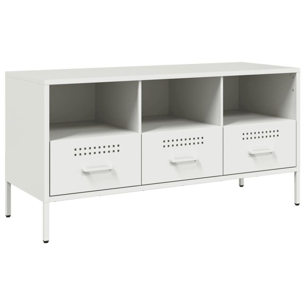 vidaXL Dulap TV, alb, 100,5x39x50,5 cm, oțel