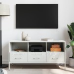 vidaXL Dulap TV, alb, 100,5x39x50,5 cm, oțel vidaXL Dulap TV, alb, 100,5x39x50,5 cm, oțel