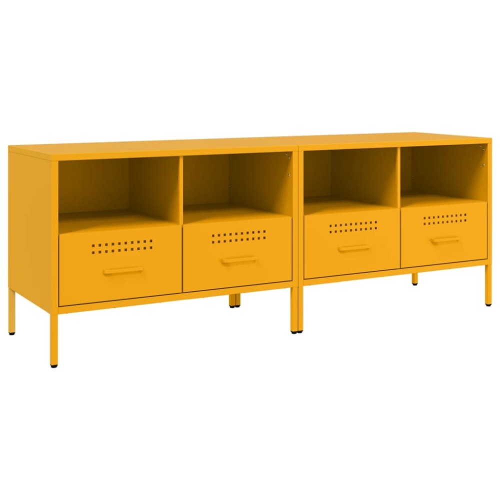 vidaXL Comodă TV, 2 buc., galben muștar, 68x39x50,5 cm, oțel
