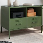 vidaXL Dulap TV, verde măsliniu, 68x39x50,5 cm, oțel vidaXL Dulap TV, verde măsliniu, 68x39x50,5 cm, oțel