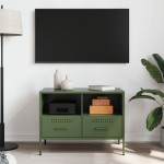 vidaXL Dulap TV, verde măsliniu, 68x39x50,5 cm, oțel vidaXL Dulap TV, verde măsliniu, 68x39x50,5 cm, oțel
