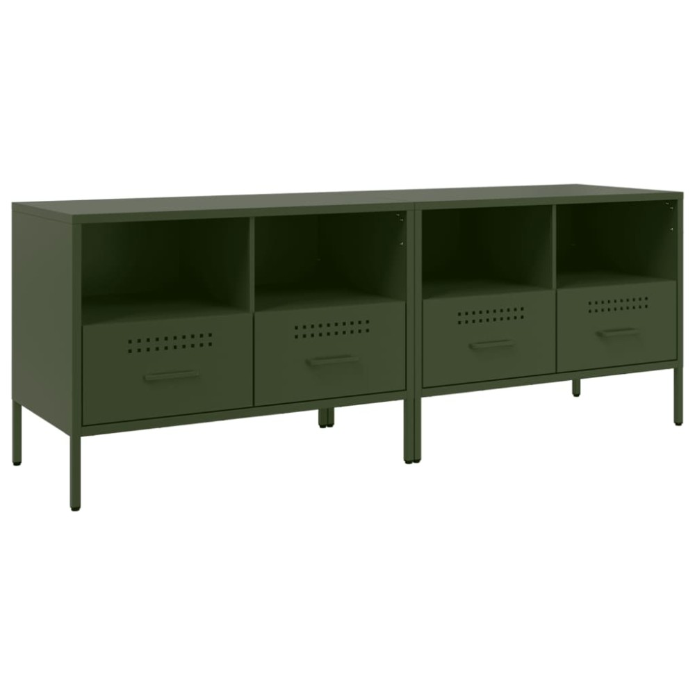 vidaXL Dulapuri TV, 2 buc., verde măsliniu, 68x39x50,5 cm, oțel