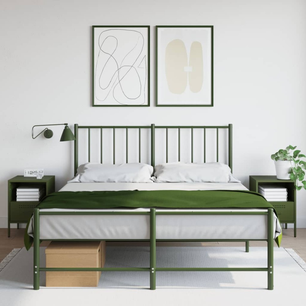 vidaXL Noptiere, 2 buc., verde olive, 36x39x50,5 cm, oțel
