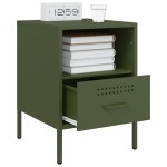 vidaXL Noptiere, 2 buc., verde olive, 36x39x50,5 cm, oțel vidaXL Noptiere, 2 buc., verde olive, 36x39x50,5 cm, oțel