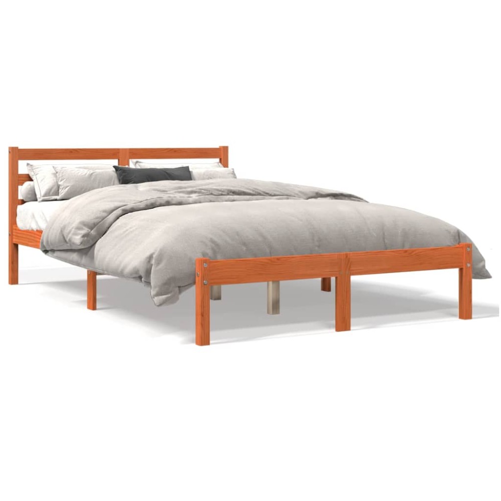vidaXL Cadru de pat fără saltea, maro ceruit 150x200 cm lemn masiv pin