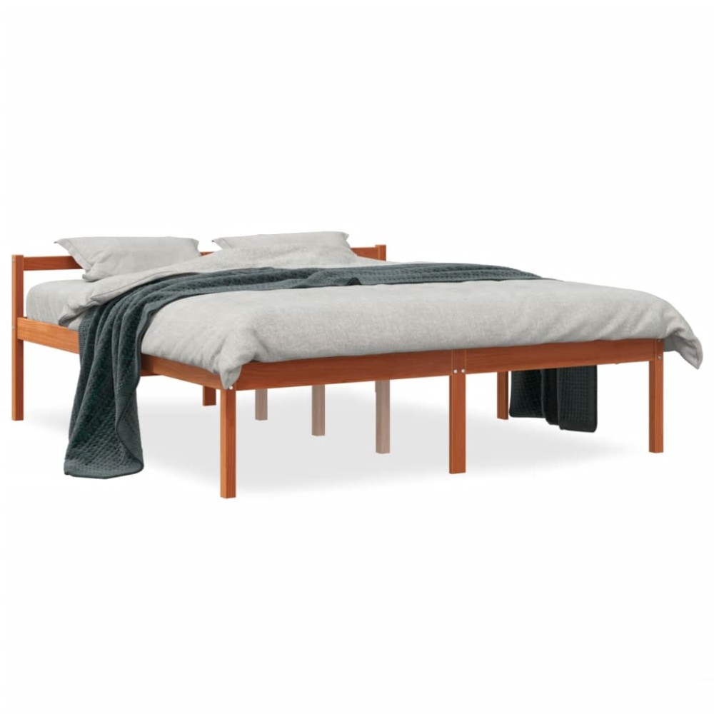 vidaXL Pat pentru seniori, maro ceruit, 160x200 cm, lemn masiv de pin