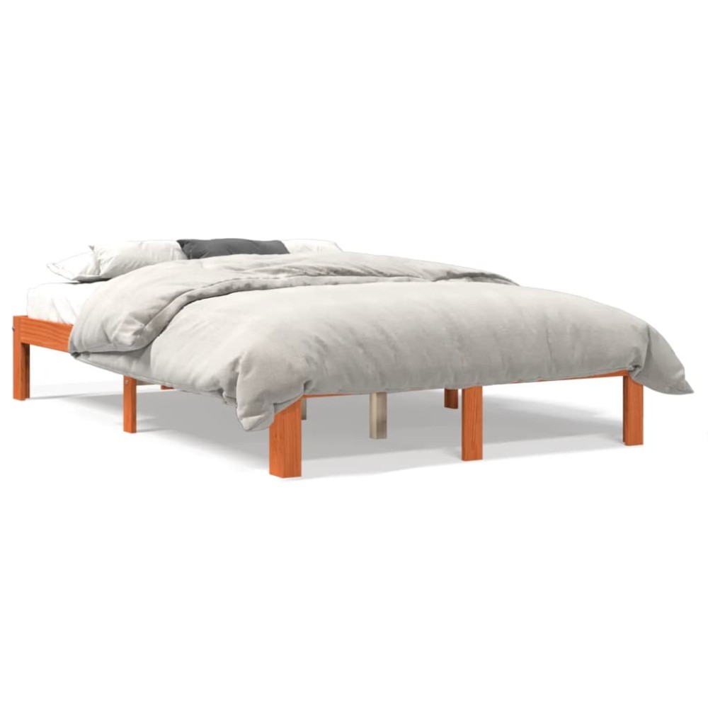 vidaXL Cadru de pat fără saltea, maro ceruit 140x200 cm lemn masiv pin