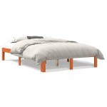 vidaXL Cadru de pat fără saltea, maro ceruit 140x200 cm lemn masiv pin vidaXL Cadru de pat fără saltea, maro ceruit 140x200 cm lemn masiv pin