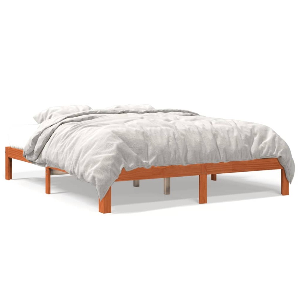 vidaXL Cadru de pat fără saltea, maro ceruit 180x200 cm lemn masiv pin