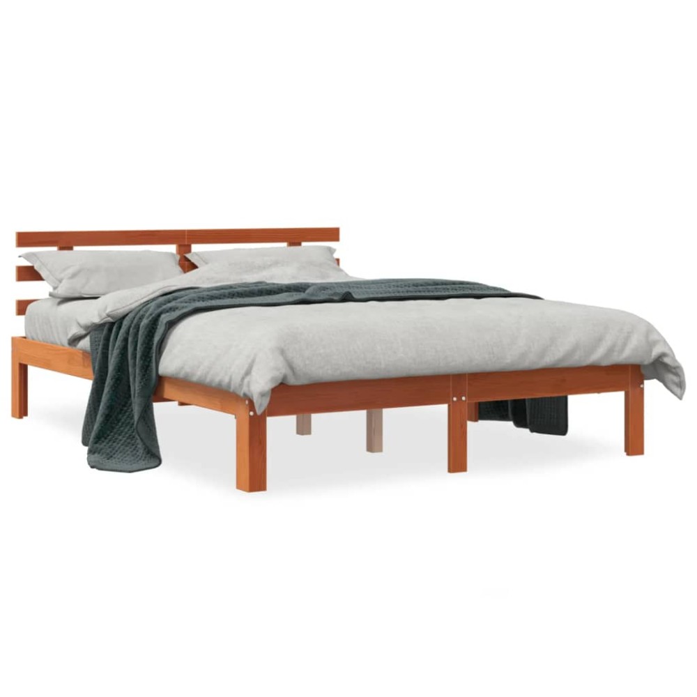 vidaXL Cadru de pat fără saltea, maro ceruit 140x200 cm lemn masiv pin