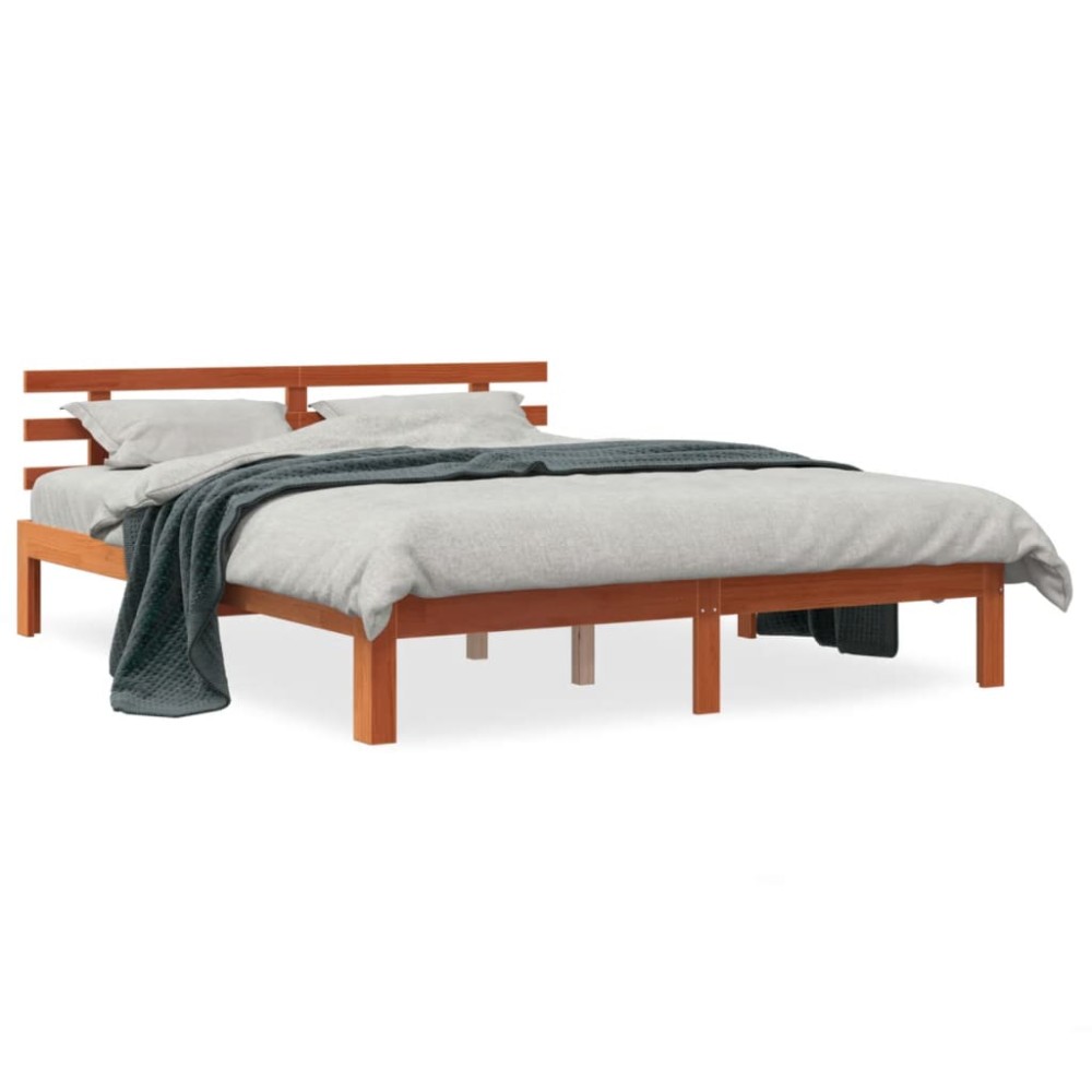 vidaXL Cadru de pat fără saltea, maro ceruit 150x200 cm lemn masiv pin