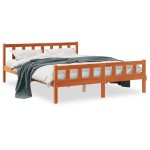 vidaXL Cadru de pat fără saltea, maro ceruit 150x200 cm lemn masiv pin vidaXL Cadru de pat fără saltea, maro ceruit 150x200 cm lemn masiv pin