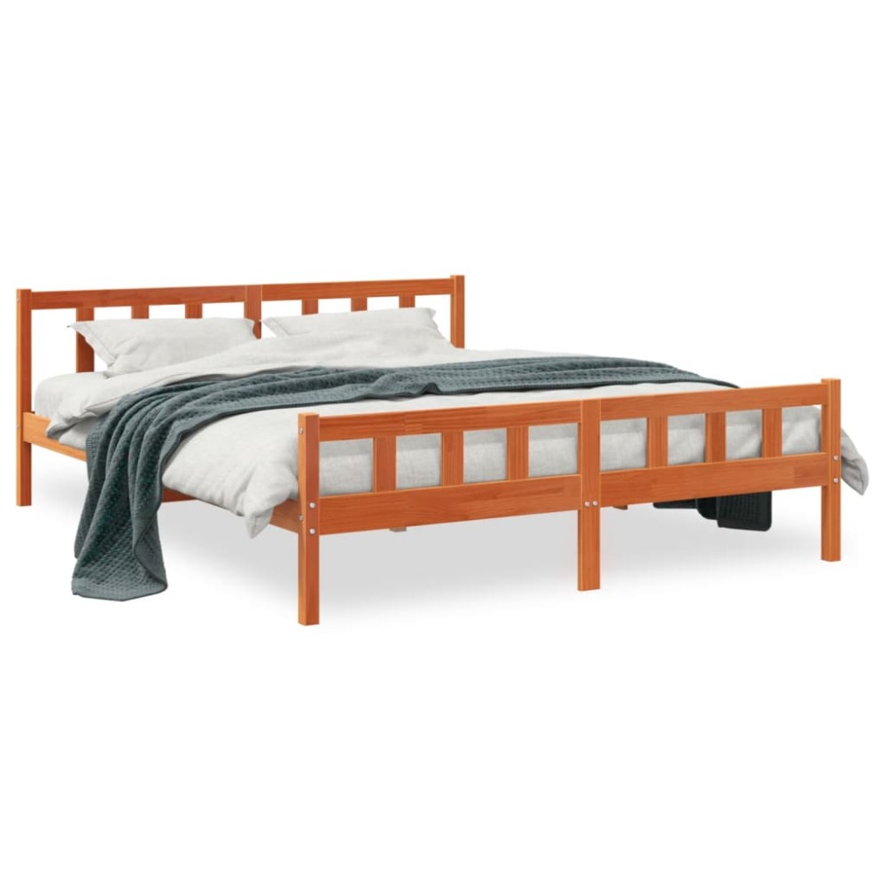 vidaXL Cadru de pat fără saltea, maro ceruit 180x200 cm lemn masiv pin