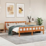 vidaXL Cadru de pat fără saltea, maro ceruit 180x200 cm lemn masiv pin vidaXL Cadru de pat fără saltea, maro ceruit 180x200 cm lemn masiv pin