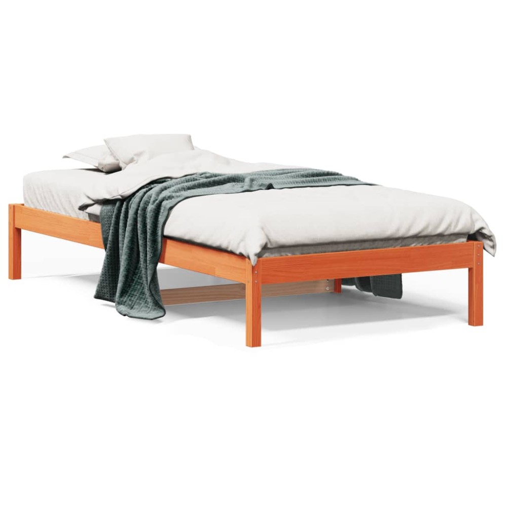 vidaXL Pat de zi fără saltea, maro ceruit, 90x190 cm, lemn masiv pin