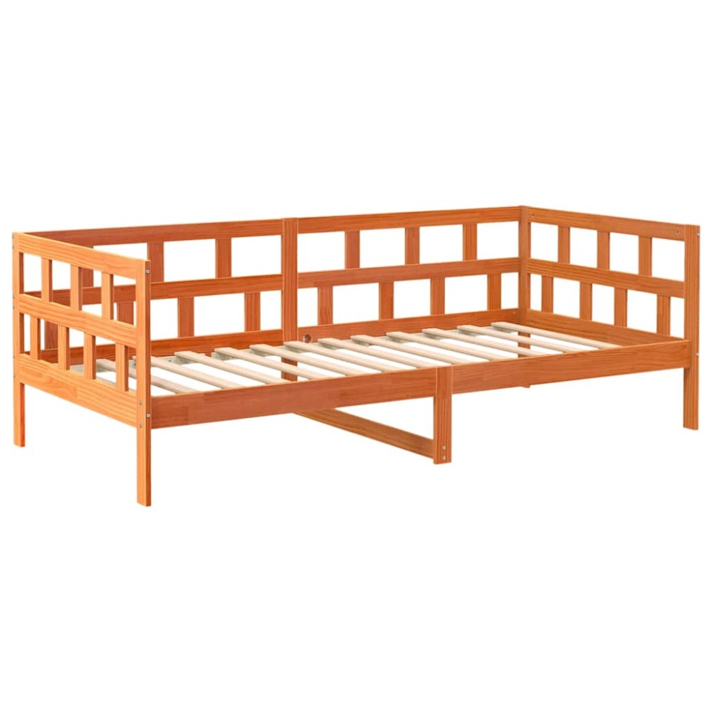 vidaXL Pat de zi fără saltea, maro ceruit, 90x200 cm, lemn masiv pin