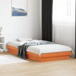 vidaXL Cadru de pat cu LED, maro ceruit, 100x200 cm, lemn masiv de pin