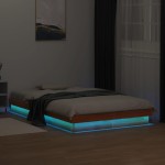 vidaXL Cadru de pat cu LED, maro ceruit, 120x200 cm, lemn masiv de pin vidaXL Cadru de pat cu LED, maro ceruit, 120x200 cm, lemn masiv de pin