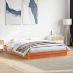 vidaXL Cadru de pat cu LED, maro ceruit, 150x200 cm, lemn masiv de pin vidaXL Cadru de pat cu LED, maro ceruit, 150x200 cm, lemn masiv de pin