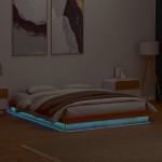 vidaXL Cadru de pat cu LED, maro ceruit, 160x200 cm, lemn masiv de pin vidaXL Cadru de pat cu LED, maro ceruit, 160x200 cm, lemn masiv de pin