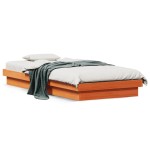 vidaXL Cadru de pat cu LED, maro ceruit, 90x190 cm, lemn masiv de pin