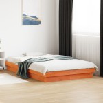 vidaXL Cadru de pat cu LED, maro ceruit, 140x190 cm, lemn masiv de pin