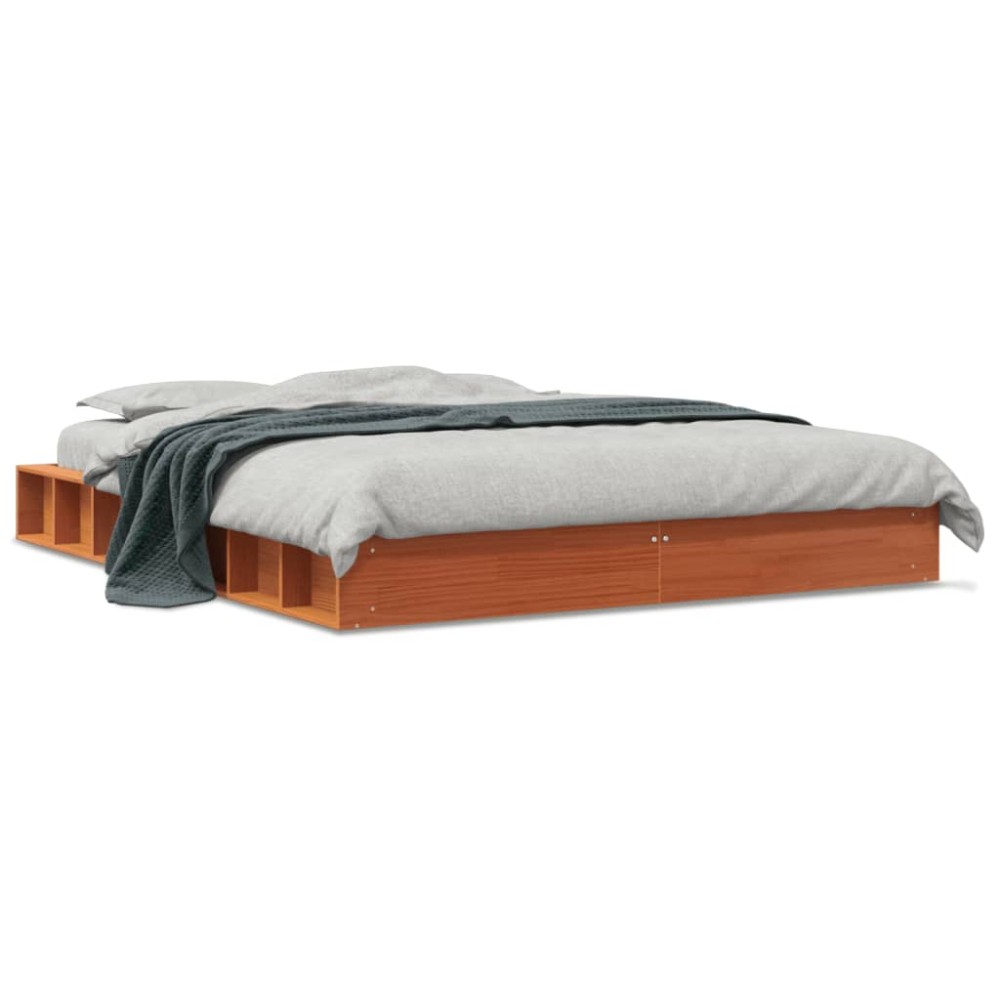 vidaXL Cadru de pat fără saltea, maro ceruit 150x200 cm lemn masiv pin