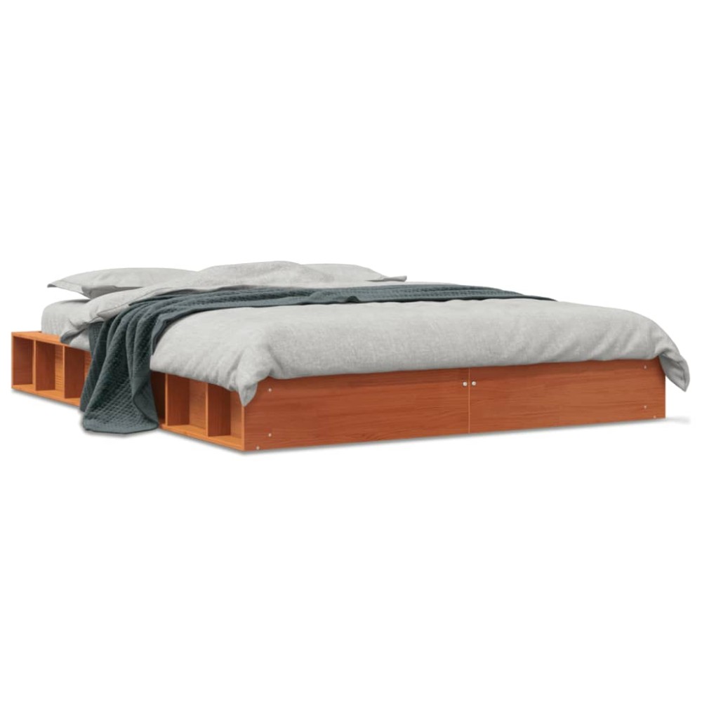 vidaXL Cadru de pat fără saltea, maro ceruit 140x200 cm lemn masiv pin