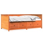 vidaXL Pat de zi fără saltea ceară maro 100x200 cm lemn masiv de pin