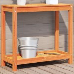 vidaXL Masă plantare cu raft maro ceruit 82,5x35x75 cm lemn masiv pin vidaXL Masă plantare cu raft maro ceruit 82,5x35x75 cm lemn masiv pin