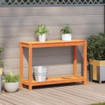 vidaXL Masă plantare cu raft maro ceruit 108x35x75 cm lemn masiv pin vidaXL Masă plantare cu raft maro ceruit 108x35x75 cm lemn masiv pin