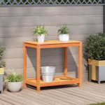 vidaXL Masă plantare cu raft maro ceruit 82,5x50x75 cm lemn masiv pin