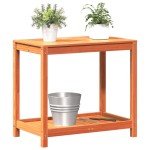 vidaXL Masă plantare cu raft maro ceruit 82,5x50x75 cm lemn masiv pin