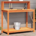 vidaXL Masă plantare cu rafturi, maro, 108x50x109,5 cm, lemn masiv pin vidaXL Masă plantare cu rafturi, maro, 108x50x109,5 cm, lemn masiv pin