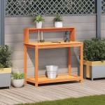 vidaXL Masă plantare cu rafturi, maro, 108x50x109,5 cm, lemn masiv pin vidaXL Masă plantare cu rafturi, maro, 108x50x109,5 cm, lemn masiv pin