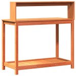 vidaXL Masă plantare cu rafturi, maro, 108x50x109,5 cm, lemn masiv pin vidaXL Masă plantare cu rafturi, maro, 108x50x109,5 cm, lemn masiv pin