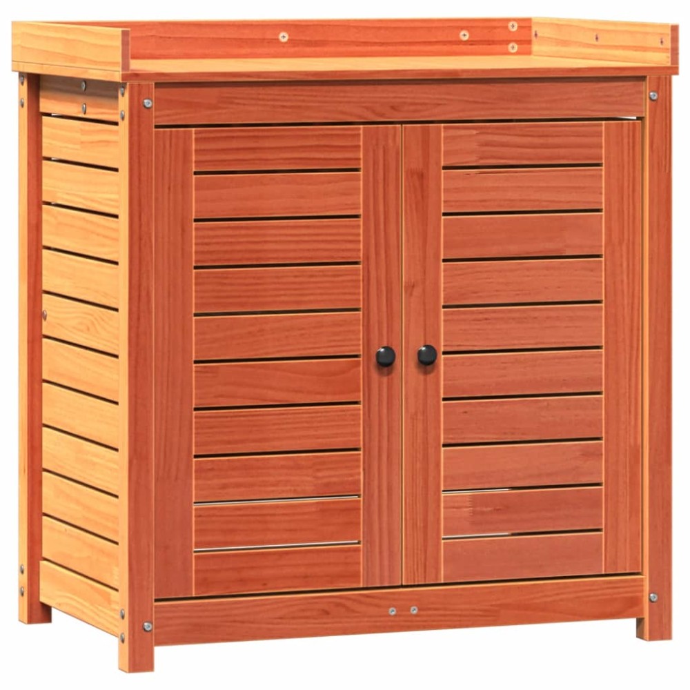 vidaXL Masă de plantare cu rafturi maro 82,5x50x86,5 cm lemn masiv pin