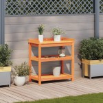 vidaXL Masă de plantare cu rafturi maro 82,5x45x86,5 cm lemn masiv pin vidaXL Masă de plantare cu rafturi maro 82,5x45x86,5 cm lemn masiv pin