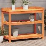 vidaXL Masă de plantare cu rafturi maro 108x45x86,5 cm lemn masiv pin vidaXL Masă de plantare cu rafturi maro 108x45x86,5 cm lemn masiv pin