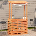 vidaXL Masă bar de exterior cu acoperiș, 112,5x57x195,5 cm, lemn masiv