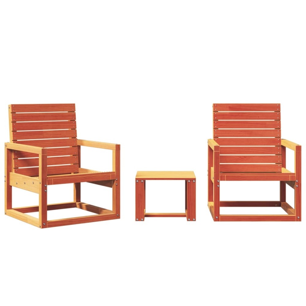 vidaXL Set mobilier grădină, 3 piese, maro ceruit, lemn masiv pin