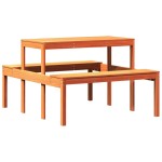 vidaXL Masă de picnic, maro ceruit, 110x134x75 cm, lemn masiv pin