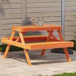 vidaXL Masă de picnic, maro ceruit, 105x134x75 cm, lemn masiv de pin vidaXL Masă de picnic, maro ceruit, 105x134x75 cm, lemn masiv de pin