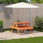 vidaXL Masă de picnic, maro ceruit, 105x134x75 cm, lemn masiv de pin vidaXL Masă de picnic, maro ceruit, 105x134x75 cm, lemn masiv de pin