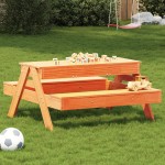 vidaXL Masă picnic cu groapă de nisip pentru copii maro lemn masiv pin vidaXL Masă picnic cu groapă de nisip pentru copii maro lemn masiv pin