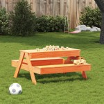 vidaXL Masă picnic cu groapă de nisip pentru copii maro lemn masiv pin vidaXL Masă picnic cu groapă de nisip pentru copii maro lemn masiv pin