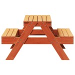 vidaXL Masă de picnic pentru copii, maro, 88x97x52 cm, lemn masiv pin