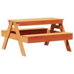 vidaXL Masă de picnic pentru copii, maro, 88x97x52 cm, lemn masiv pin