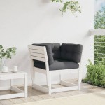 vidaXL Canapea grădină cotieră cu perne, alb, lemn masiv de pin vidaXL Canapea grădină cotieră cu perne, alb, lemn masiv de pin