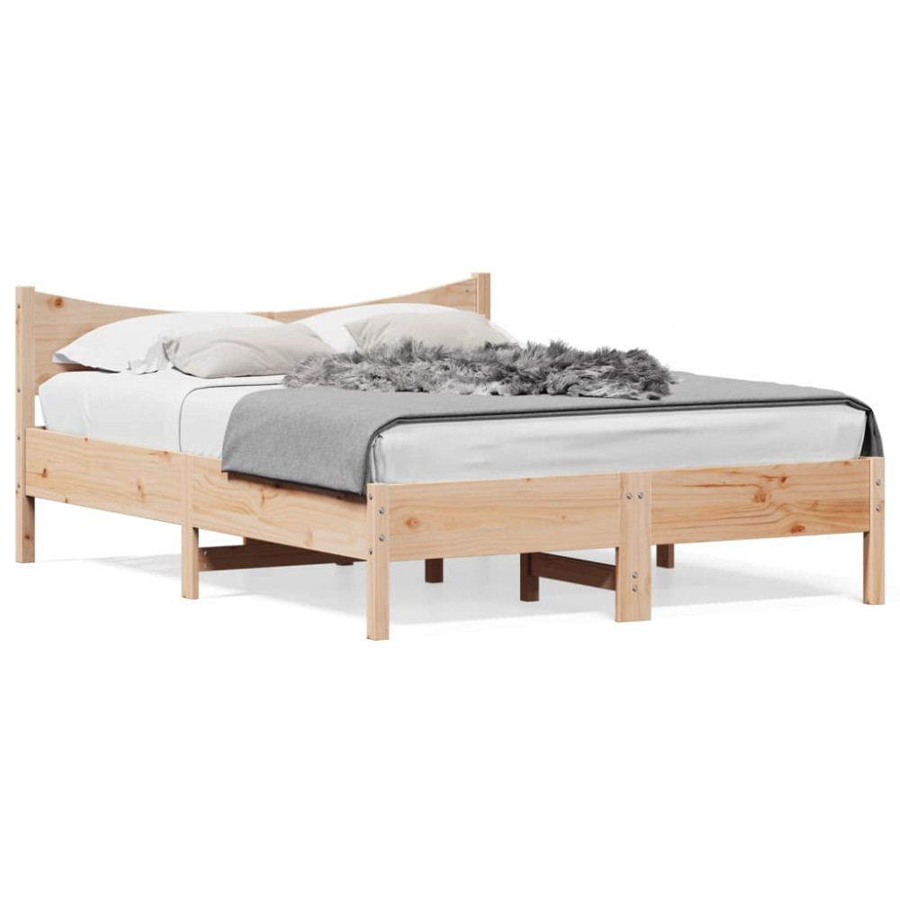 vidaXL Cadru de pat fără saltea, 140x190 cm, lemn masiv de pin